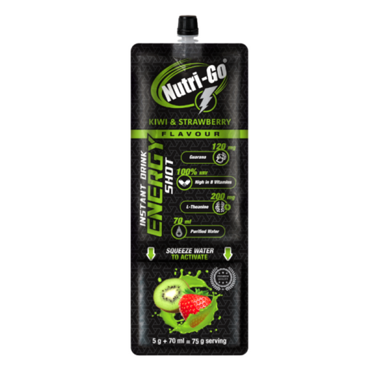 Instant Energy Shot Infused with Nootropics and Vitamins on white background