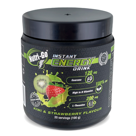 Energy Drink Powder Infused with Nootropics and Vitamins in Black jar