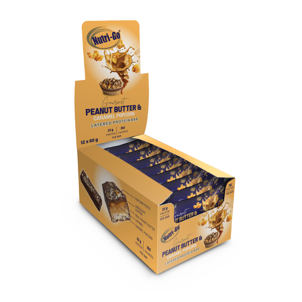 Peanut Butter & Caramel Popcorn Layered Protein Bar