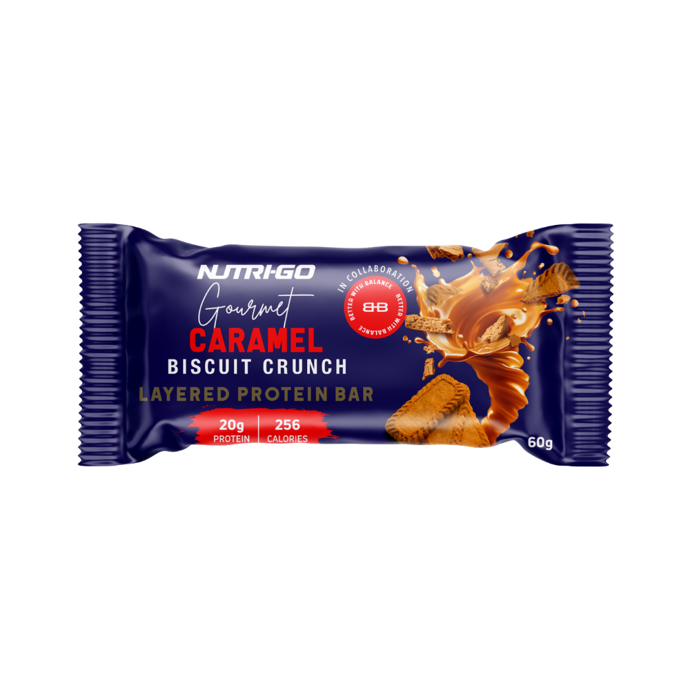 Caramel Biscuit Crunch Layered Protein Bar | Nutri-Go