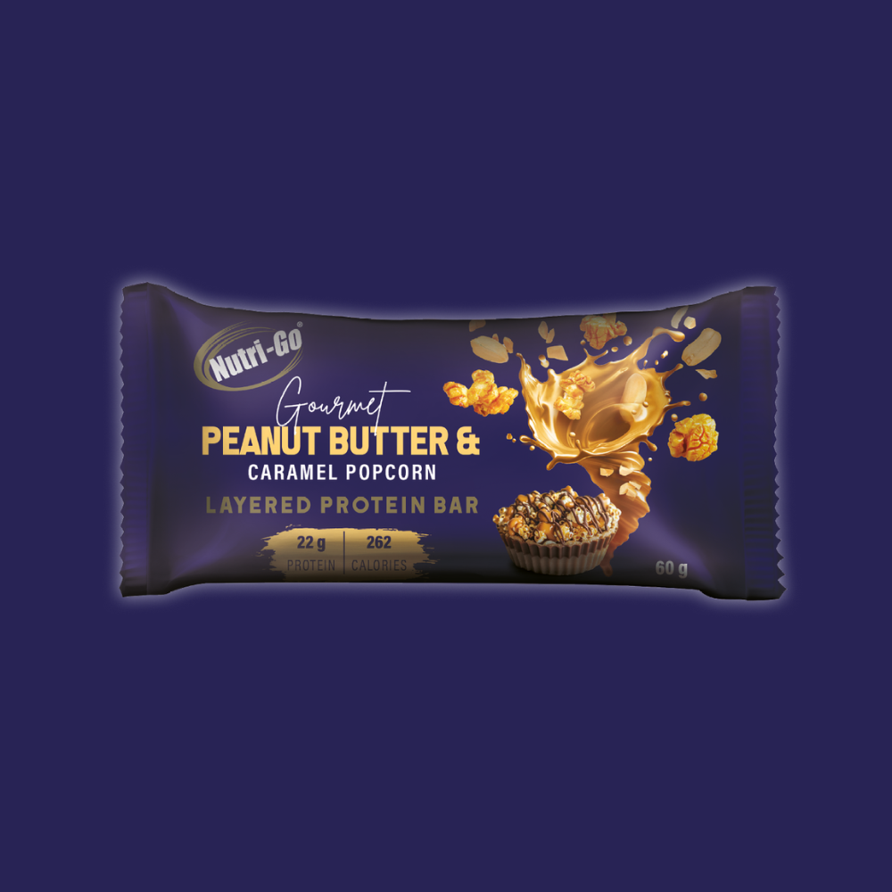 Peanut Butter & Caramel Popcorn Layered Protein Bar