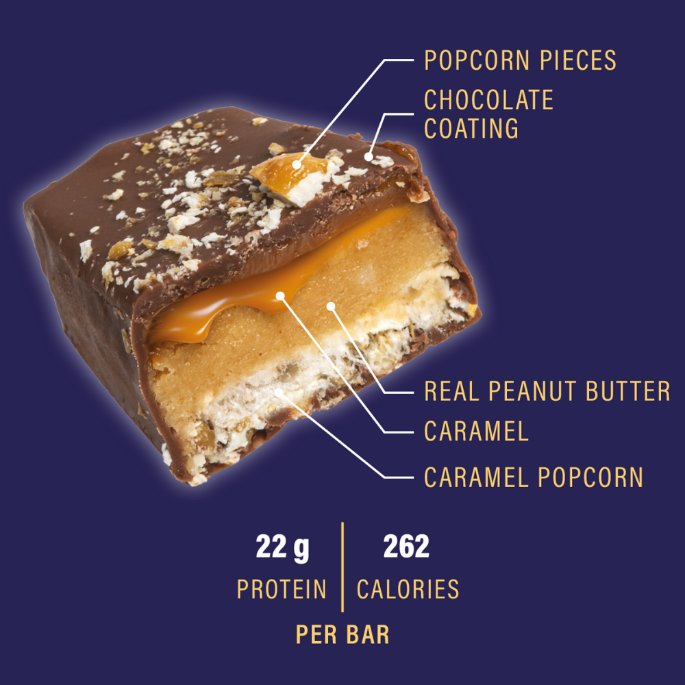 Peanut Butter & Caramel Popcorn Layered Protein Bar