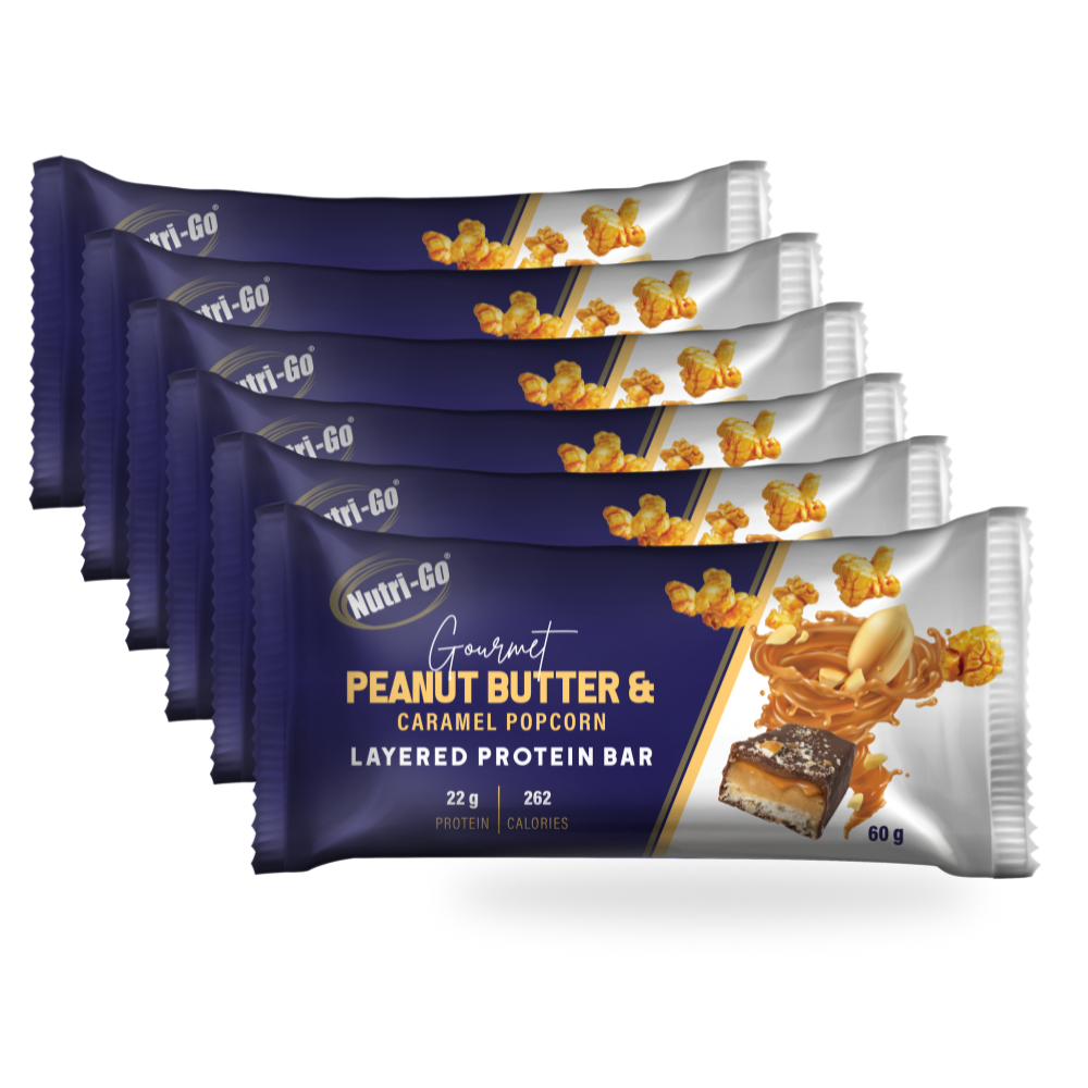 Peanut Butter & Caramel Popcorn Layered Protein Bar