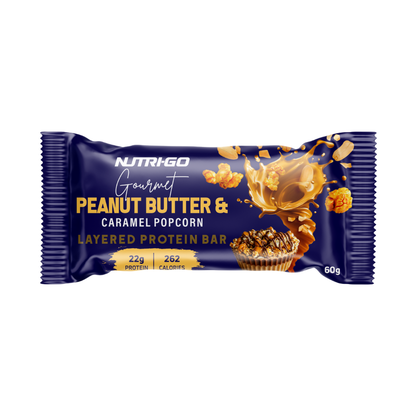 Peanut Butter & Caramel Popcorn Layered Protein Bar